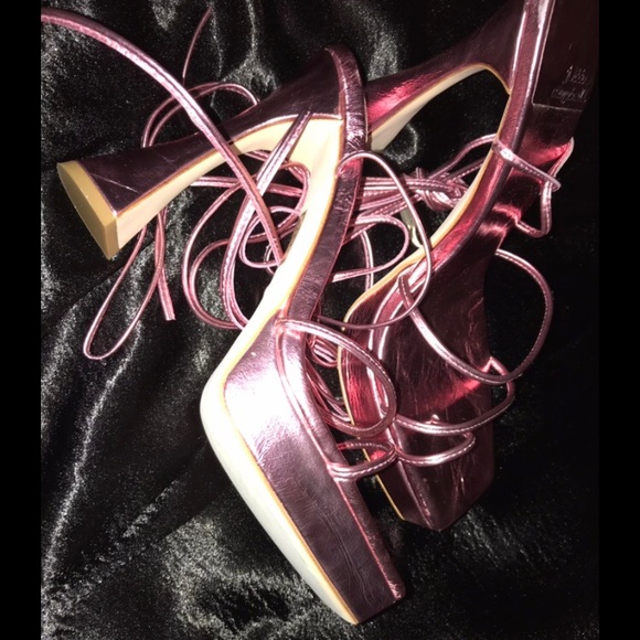 5/30% off - Metallic Pink Jeffrey Campbell Leather Heels Shoes - Picture 1 of 5